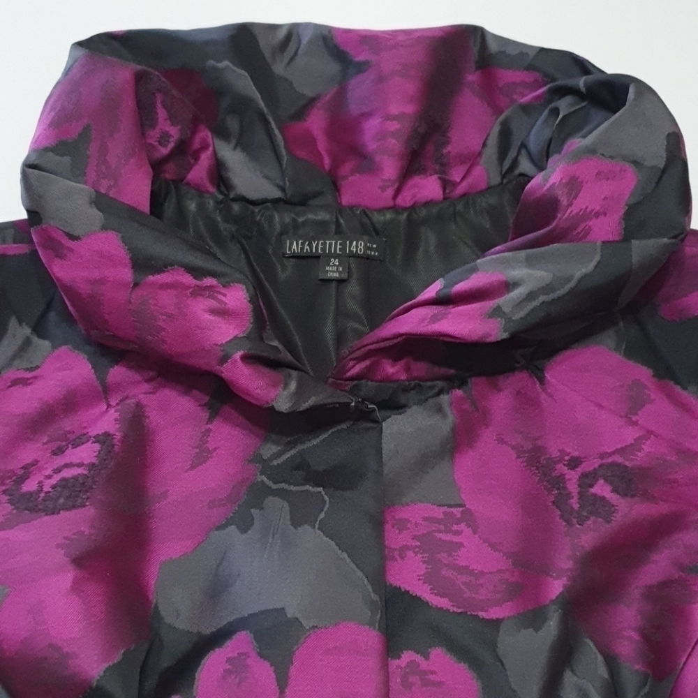 Lafayette 148 Blended Wool Purple Floral Print Blazer - Picture 8 of 9